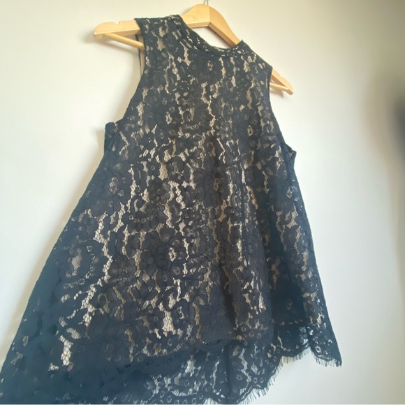 Rose + Olive. Lace tank top. Medium. Lace overlay with tan lining. - Picture 2 of 8